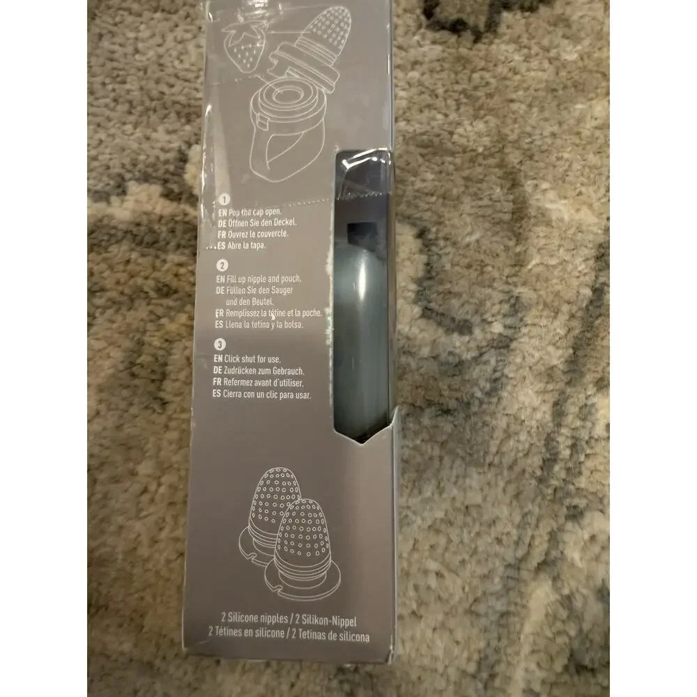 BIBS Baby Feeder with 1 Silicone Nipple, Compatible Freezer Tray, Gray NIB